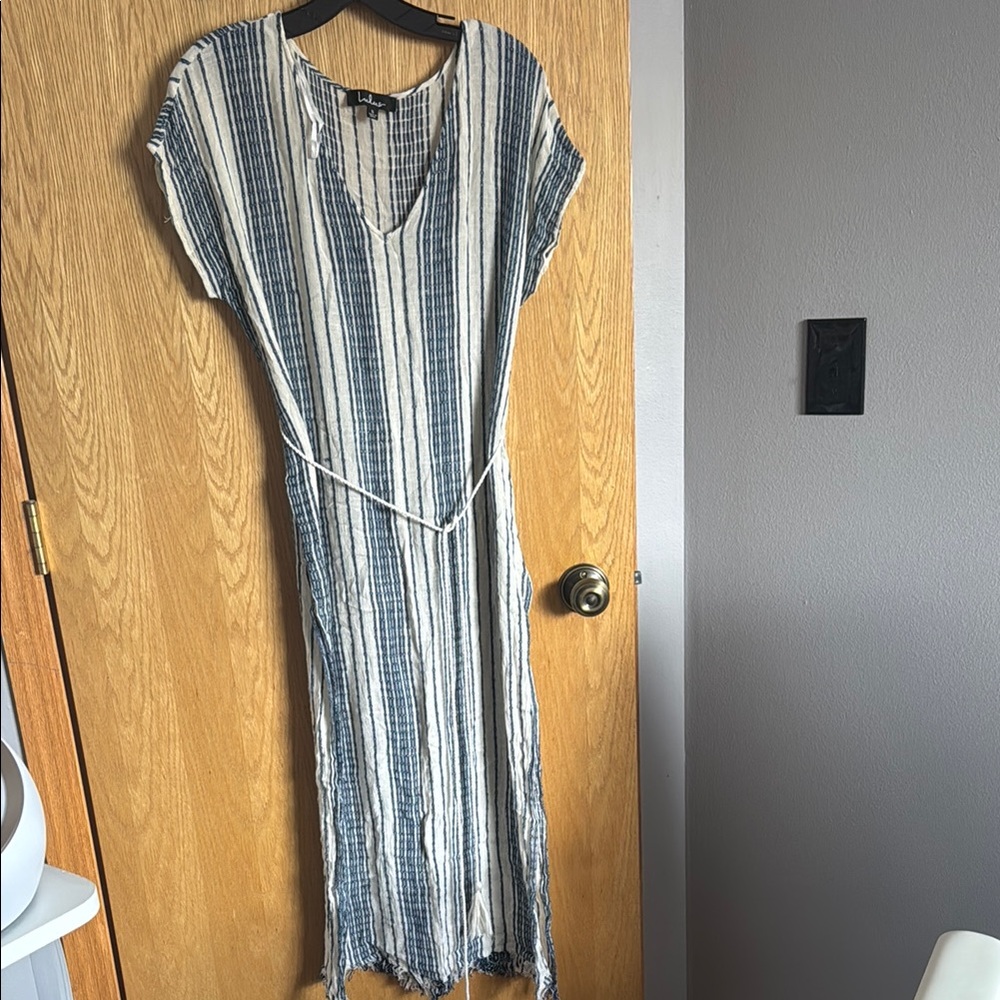 Striped Blue and White Maxi Dress